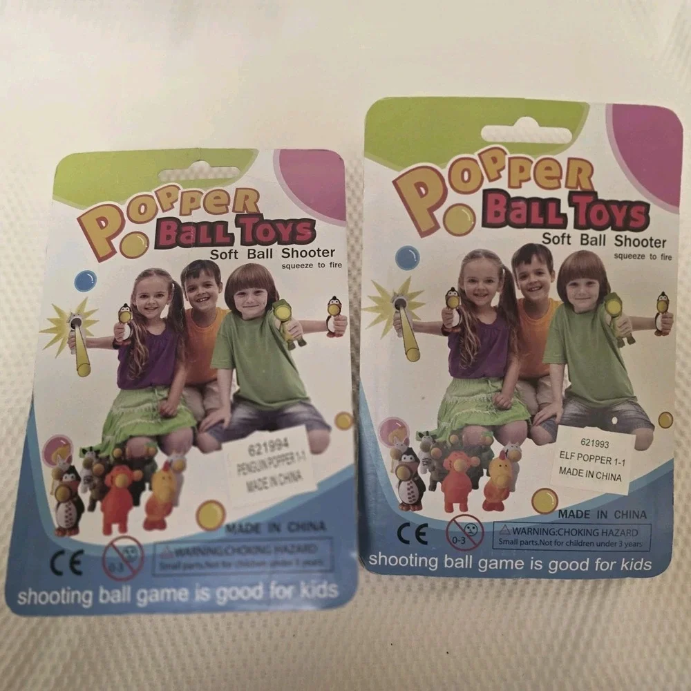 Holiday Popper Ball Toys Set of 2 Elf Penguin 6